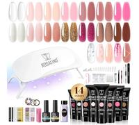 ROSALIND Kit de Extensión de Uñas de Gel - 14 Colores Con Mini Lámpara, Base y Top Coat - Kit Completo de Manicura Poligel Para Principiantes - Regalos Para Mujeres