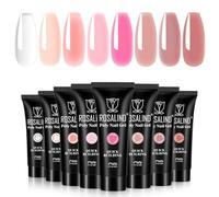 ROSALIND Poly Uñas Gel Set 8pcs 10ml Blanco Rosa Extensión de Uñas | Para Principiantes y Profesionales, Salón de Manicura, Acrygel para Nail Art