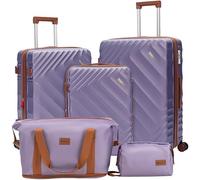 Rosamo Juego de equipaje de 5 piezas expandible de 22 x 14 x 9 pulgadas, aprobado por aerolíneas, maletas rígidas de ABS con ruedas giratorias, bloqueo TSA, Púrpura, 5 Piezza , Equipaje expandible