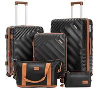 Rosamo Maletas expandibles de 5 piezas de equipaje de 22 x 14 x 9 pulgadas, aprobadas por aerolíneas, maletas rígidas de ABS con ruedas giratorias, bloqueo TSA, juego de viaje duradero e impermeable,