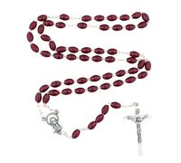 Rosario cat?lico Good Shepherd Creations con crucifijo de metal, cruz, hecho en Italia, cuentas ovaladas de cristal milagroso.