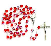 Rosario católico con cuentas de cristal hecho en Italia (rojo)
