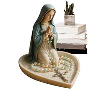 Rosario católico - Figura de resina de María Jesús, pieza hecha a mano, presentación espiritual, accesorios de devoción para interiores | Oraciones de regalo, cama, oficina, apartamento, sala de estar