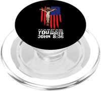 Rosario Crucifijo de Jesús Bandera Patriótica Americana PopSockets PopGrip para MagSafe