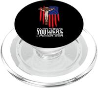 Rosario Crucifijo de Jesús Bandera Patriótica Americana PopSockets PopGrip para MagSafe