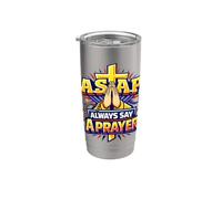 Rosario Cruz Cristiana Rezando Manos Siempre Di Una Oración Vaso térmico de acero inoxidable de doble pared