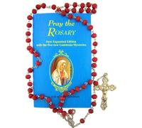 Rosario de 18 Pulgadas con Cuentas de Rosas con Texto en inglés Pray The Rosary, Instrucciones (Idioma español no garantizado)