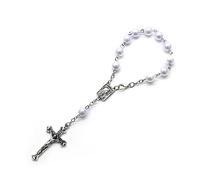 Rosario de 8 mm para bautizo, 11 cuentas, rosarios de dedo de perla, bodas, fiestas, bautismo, rosarios de bautismo, aleación, No es una piedra preciosa