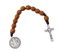 Rosario de aleación de alta calidad con crucifijo y medallas de Benito para oración religiosa, agarre cómodo, accesorios de muñeca religiosos, viajes católicos devocionales, talla única, como se