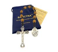 Rosario de Bolsillo, Hecho a Mano y Bendecido en Tierra Santa, Cuentas de Oración con Medalla de Santa y Cruz/Crucifijo, Bolsa de Regalo y Certificado de Autenticidad