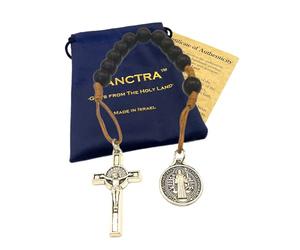 Rosario de Bolsillo, Hecho a Mano y Bendecido en Tierra Santa, Cuentas de Oración con Medalla de Santo y Cruz, Bolsa de Regalo y Certificado de Autenticidad