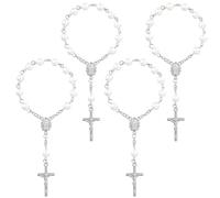 Rosario De Coche 4 Piezas,Colgante Espejo Retrovisor Coche,Rosario De Cruz De Coche para Espejo Retrovisor,para Coche Católica Bendición Accesorios Colgantes