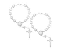 Rosario de Coche para Espejo Retrovisor con Colgante de cruz de Guarda, Pulsera con Colgante de Cruz, Adorno Decoración Interior del Coche