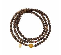 Rosario de cuentas, pulsera de madera de agar de tres círculos, apilable, sándalo, pulsera de varios círculos, budismo, meditación, oración, cuentas, regalos para padre y novio, 6 mm