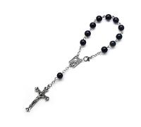 Rosario de dedo de perla de 8 mm para bautizo, pequeño rosario con cruces, recuerdo de fiesta para comunión, bautizo, fiesta de boda