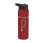 Rosario de Jesús te ama cadena religiosa cristiana minimalista Stainless Steel Insulated Water Bottle