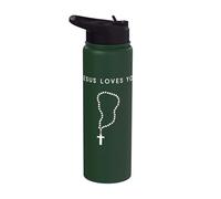 Rosario de Jesús te ama cadena religiosa cristiana minimalista Stainless Steel Insulated Water Bottle