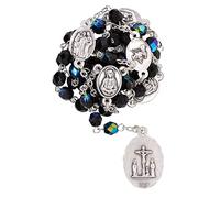Rosario de los Siete Dolores | Cuentas de Chaplet, bolsa e instrucciones | rosa, azul o negro | Gran regalo católico para la Primera Comunión y Confirmación | Fabricado en Italia, Vidrio, Sin gemas.