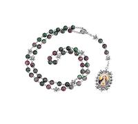 Rosario de los Siete Dolores Paternosters Cadena Perlas de Oración Religiosa Santísima Virgen María Colgante Collar en Y, 30.71 inch+5.9 inch, Aleación de zinc, Sin gemas.,