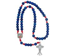 Rosario de madera de Carlo Acutis con cruz de custodia, patrón de Internet, azul y rojo, primer santo milenario, gran regalo católico para confirmación