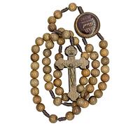 Rosario de madera para papá, Dios te ama | Hermoso rosario de madera marrón con cordón fuerte | Día del padre | Gran regalo católico | San José y Cristo Niño Imagen de madera y resina
