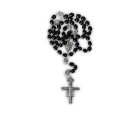 Rosario De San Francesco Asís Madera Con Granos Neri. Cruz Damiano. Chaplet