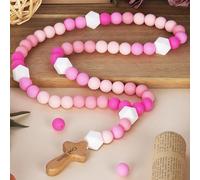 Rosario de silicona para bebé con cruz, regalo de bautizo, mordedor de rosario de bebé para niños y niñas, mi primer rosario, regalos religiosos católicos, decoración cristiana de primera comunión