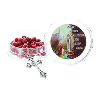 Rosario fragante a la rosa en caja con una oración - Rosarios perfumados - Culto cristiano católico de Madera