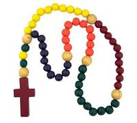Rosario grande de madera multicolor para rezar, 21 pulgadas, para decoración de la pared de la guardería religiosa
