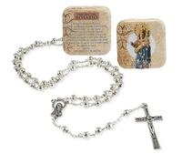 Rosario metal Virgen del Rosario con caja metalica 3x1x50 cm
