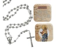 Rosario metal Virgen del Rosario con caja metalica 3x1x50 cm