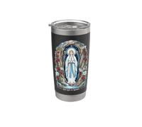 Rosario Nuestra Señora de Lourdes Beata Madre María Católica Vaso térmico de acero inoxidable de doble pared