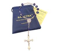 Rosario para coche, hecho a mano y bendecido en Tierra Santa. Cuentas de oración con medalla de santos y crucifijo. Bolsa de regalo y certificado de autenticidad. Rosario para retrovisor/palanca de