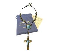Rosario para pomo de puerta, hecho a mano y bendecido en Tierra Santa, con cuentas de oración, medalla y crucifijo, bolsa de regalo y certificado de autenticidad, cruz para colgar en la puerta.