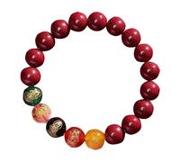 Rosario, pulseras de cuentas, pulsera de cuentas de cinabrio de cinco vías con forma de dios de la riqueza, buena suerte, for solicitar riqueza, dinero, sorteo, fortuna, pulsera de cuentas for hombres