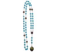 Rosario y tarjeta de oración de Nuestra Señora de los Siete Dolores, oración devocional católica, gran regalo católico, cuentas redondas e imágenes a todo color, Medio, Metal, Sin piedra preciosa