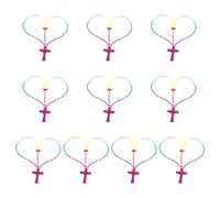 Rosarios de goma suave multicolor con cruces 10 piezas collar de perlas de rosario para cristianos y católicos