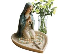 Rosary Holder, Catholic Rosary Stand, Religious Jewelry Organizer, Handcrafted Resin Design, Jesus and Mary Theme, Ideal for Desktops, Rooms, Gift, Holiday Celebrations