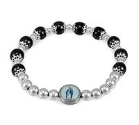 RosaryMart - Pulsera Ajustable de hematita con Nuestra Señora de los Milagros