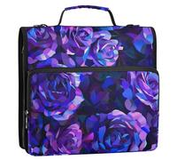 Rosas abstractas moradas y azules en el estilo del cubismo, pintura detallada con un fondo oscuro que muestra un patrón floral en colores vibrantes, altamente detallado con ricos trazos de pincel como