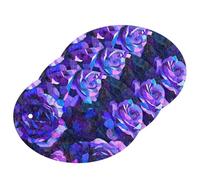 Rosas abstractas moradas y azules en estilo cubismo, pintura detallada con un fondo oscuro que muestra un patrón floral en colores vibrantes, altamente detallado con ricos trazos de pincel como un