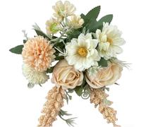 Rosas artificiales para decoración de bodas, fotografía, estilo del hogar con aspecto realista, tallos flexibles y diseño de múltiples ramas (E)