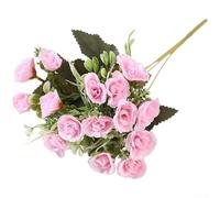 Rosas artificiales, pequeños racimos de rosas para arreglo de mesa de comedor, valla al aire libre, caja de flores, decoración de jardín, rosas sintéticas (rosa pálido)