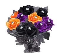 Rosas Artificiales, Ramo de Halloween 10pcs Flores Artificiales de Halloween con Globos oculares Rosas Coloridas Rosa de Seda Falsa para Decoraciones, Flores Coloridas