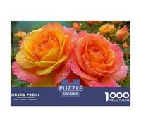 Rosas Bicolores Puzzle para Adultos Puzzle de 1000 Piezas Gotas de Rocío Juego de Puzzle 1000 Piezas Relajante Decoración Hogar Regalo 38x26cm/1000pcs