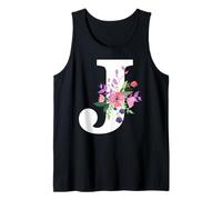 Rosas Bonitas Monograma Floral Letra J Linda Flor Rosa Camiseta sin Mangas