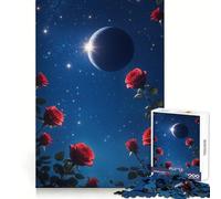 Rosas Celestiales Bajo una Noche Cósmica Rompecabezas de 1000 Piezas para Adultos Ejercicio Mental Escape Consciente Cierre Seguro Sorpresa de Navidad (38x52cm)