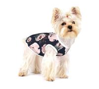 Rosas de Acuarela Rosadas con Flores en Azul Marino Oscuro,Camiseta de algodón sin Mangas para Mascotas, Chaleco Transpirable, Suave y elástico para Cachorros,M