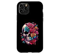 Rosas de azúcar de media flor media calavera para mujeres y niñas Halloween Carcasa para iPhone 11 Pro