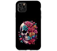 Rosas de azúcar de media flor media calavera para mujeres y niñas Halloween Carcasa para iPhone 11 Pro Max